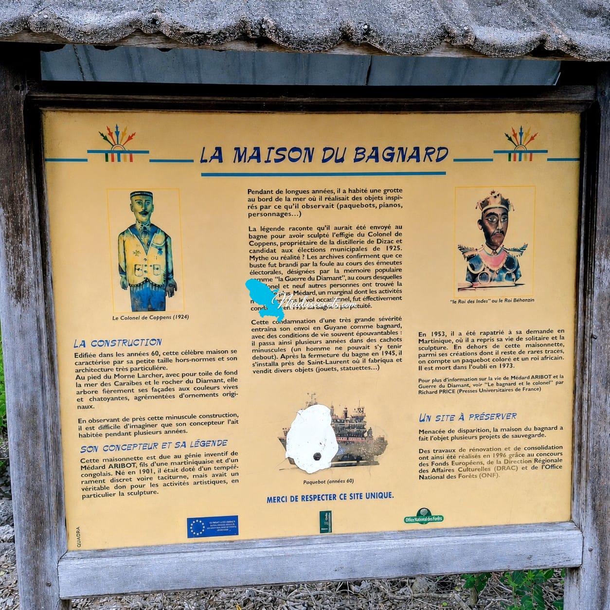 Panneau d'information officiel sur la Maison du Bagnard et Médard Aribot