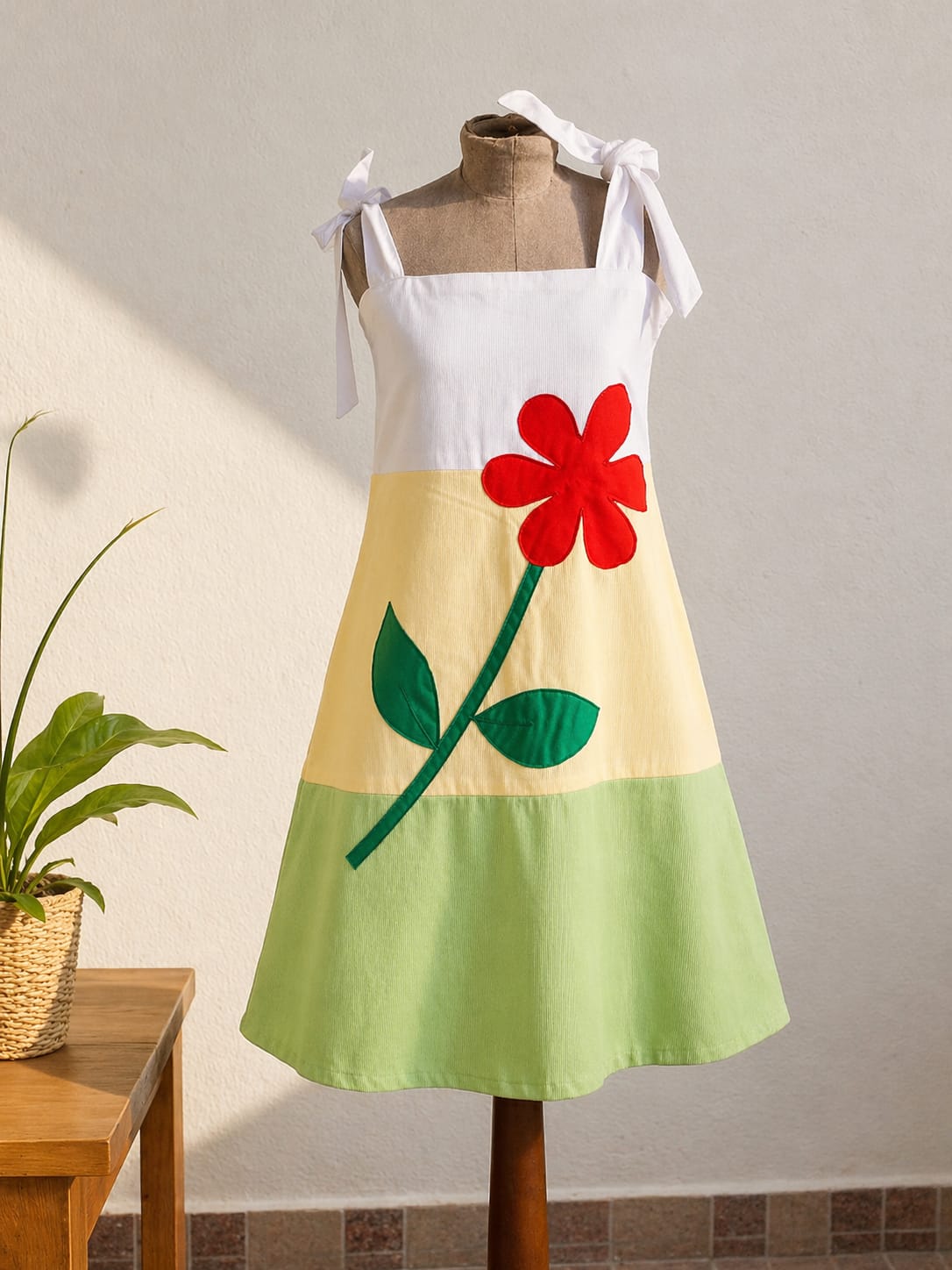 Robe à fleurs en patchwork cousue à l'atelier couture
